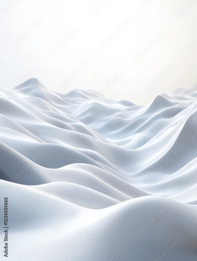 Fototapeta premium Abstract white 3D wavy landscape.