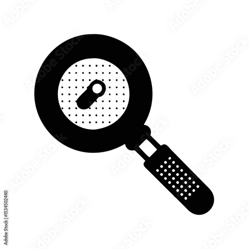 Detailed black and white vector of a pizza cutter with handle silhouette icon