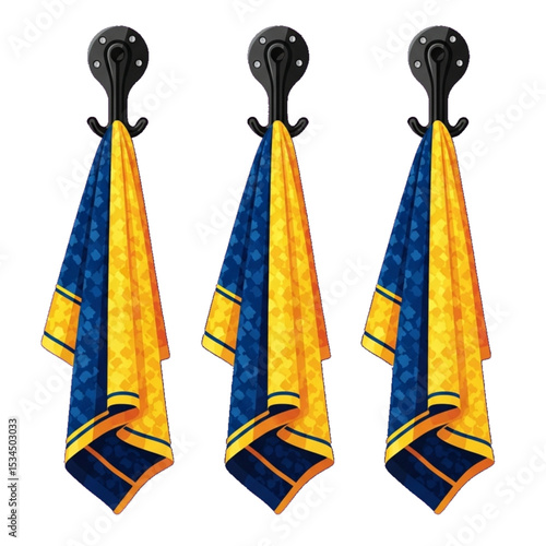 Towels improperly stored together.