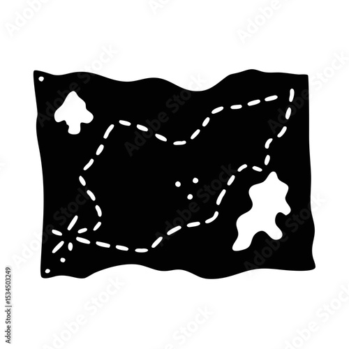 Stylized Adventure Map Showing the Route to the Hidden Treasure Location silhouette icon