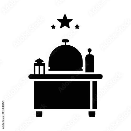Elegant Hotel Service Cart with Fine Dining and Premium Star Rating silhouette icon