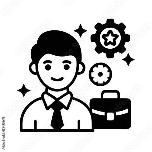 Career driven professional with skills and ambitions for business development success silhouette icon