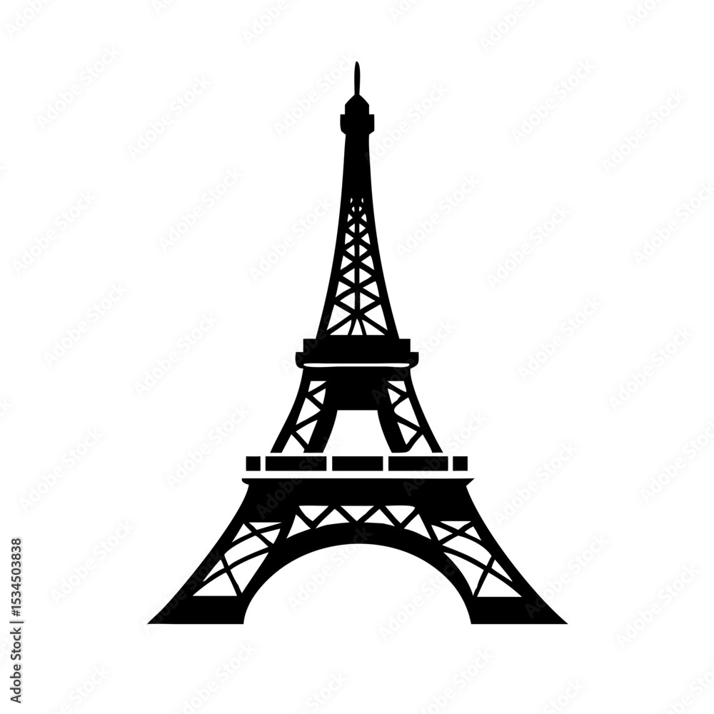 Obraz premium Iconic Silhouette of the Eiffel Tower, Symbol of Paris and France silhouette icon
