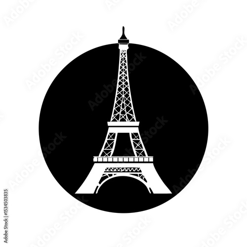 A bold black and white silhouette vector of the Eiffel Tower silhouette icon