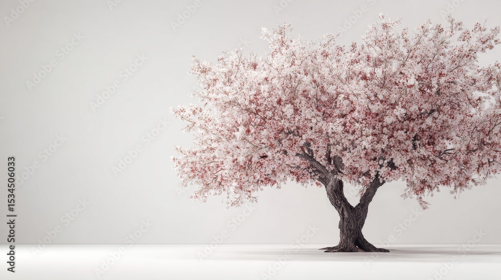 Fototapeta premium A blossoming cherry tree isolated on white background