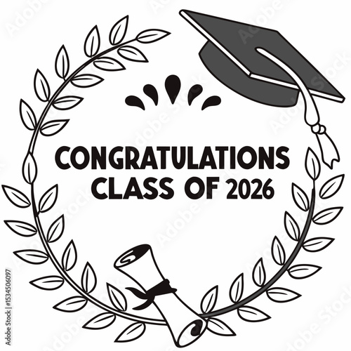 Congrats Class of 2026 Congratulations Laurel Wreath Message Design & VECTOR ART