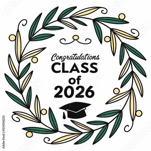 Congrats Class of 2026 Congratulations Laurel Wreath Message Design & VECTOR ART