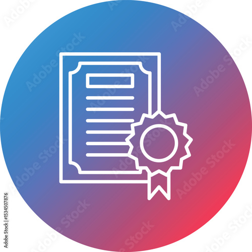 Certificate Line Gradient Circle Background Icon