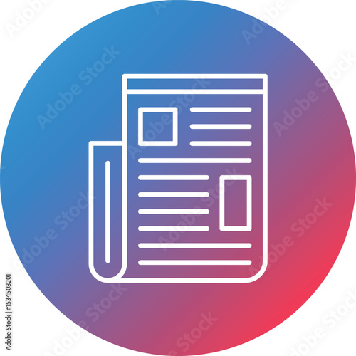 Newspaper Line Gradient Circle Background Icon
