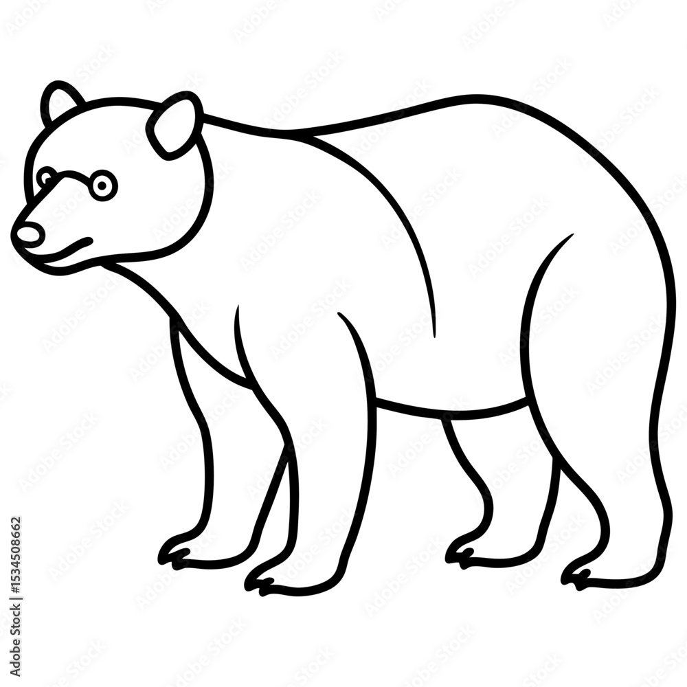 Fototapeta premium Elegant Sun Bear Minimal Line Drawing