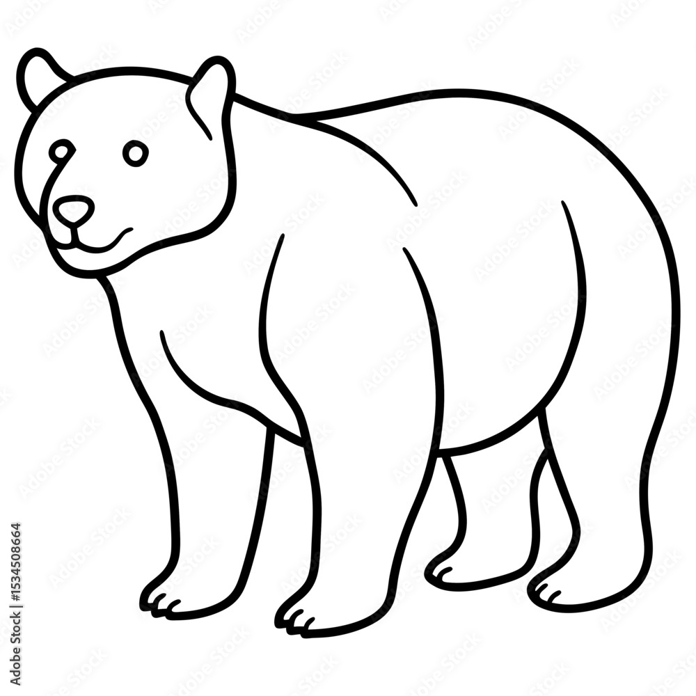 Fototapeta premium Elegant Sun Bear Minimal Line Drawing