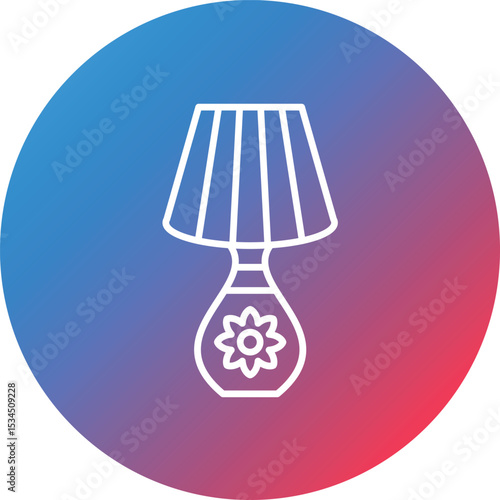 Table Lamp Line Gradient Circle Background Icon