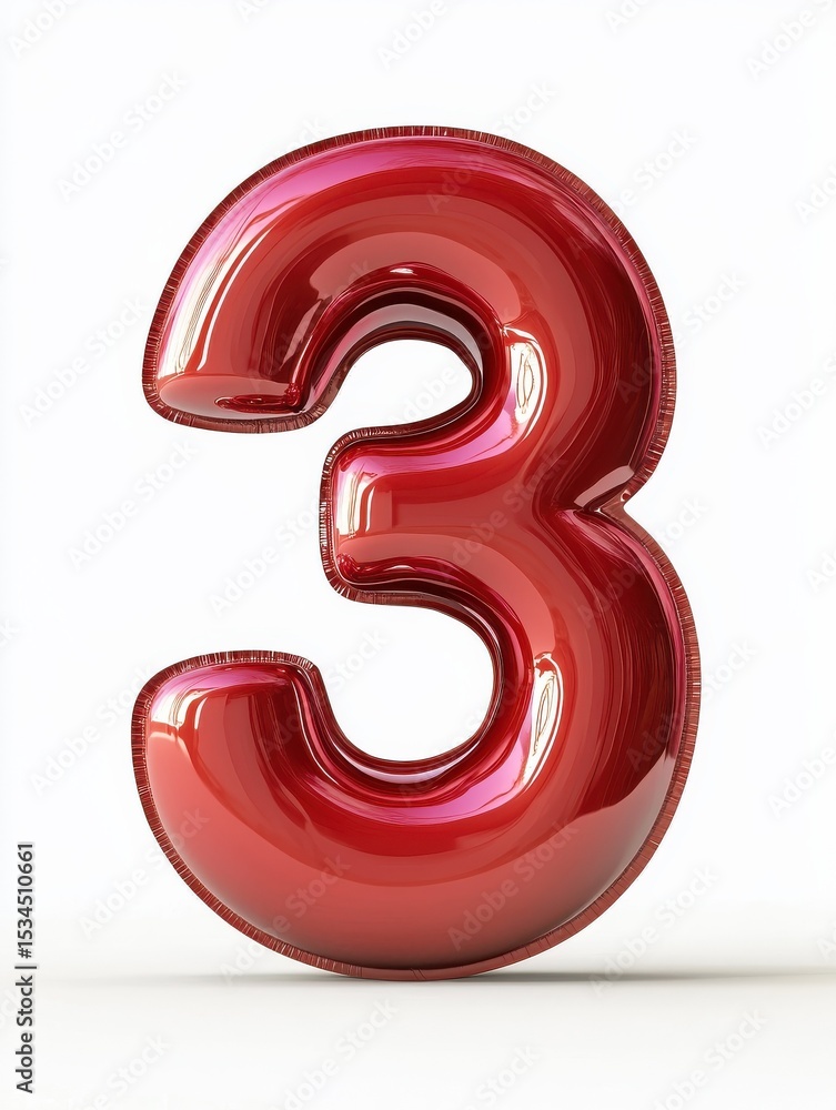 3d red number 3 isolated 3d red number 3 isolated