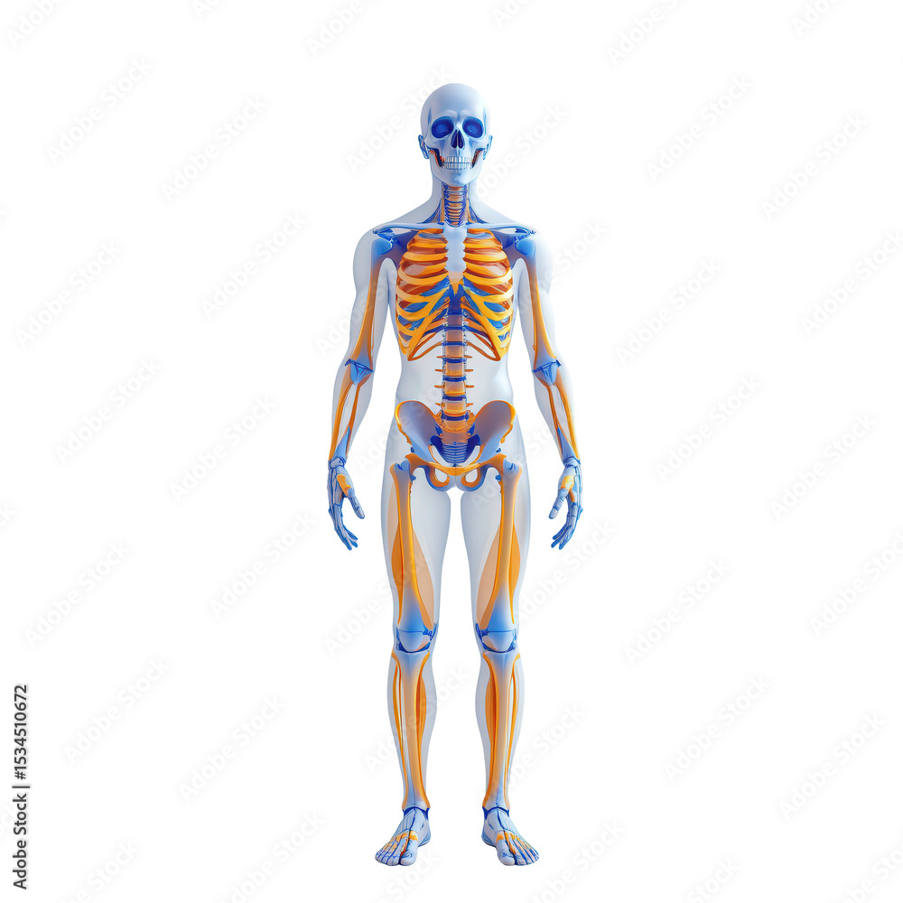 Detailed 3D Human Skeleton Model with Colorful Anatomy Visualization for Educational Purposes Detailed 3D Human Skeleton Model with Colorful Anatomy Visualization for Educational Purposes