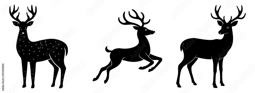 Obraz premium Silhouette set of elegant animal deer illustration vector graphic design woodland collection