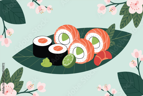 Rice roll wrapped in a plate.