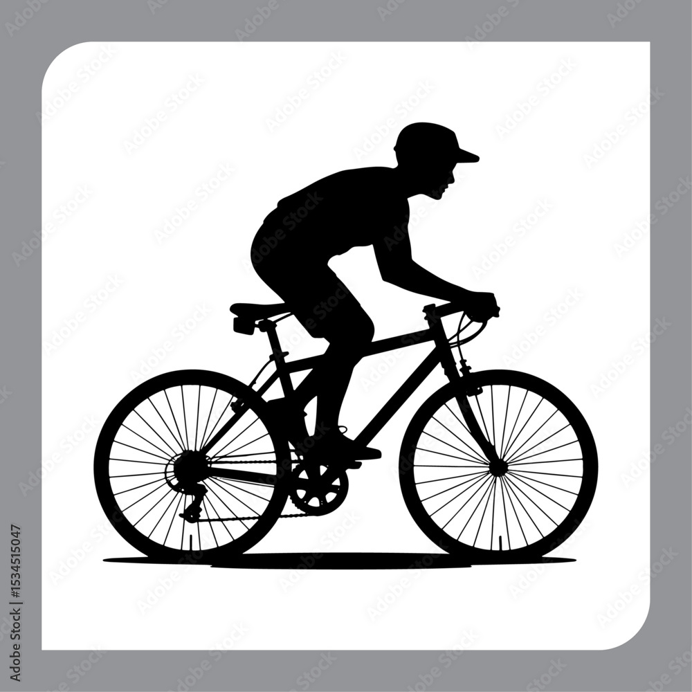 Fototapeta premium Bicycle vector illustration featuring a simple icon style with vintage and modern elements on white background