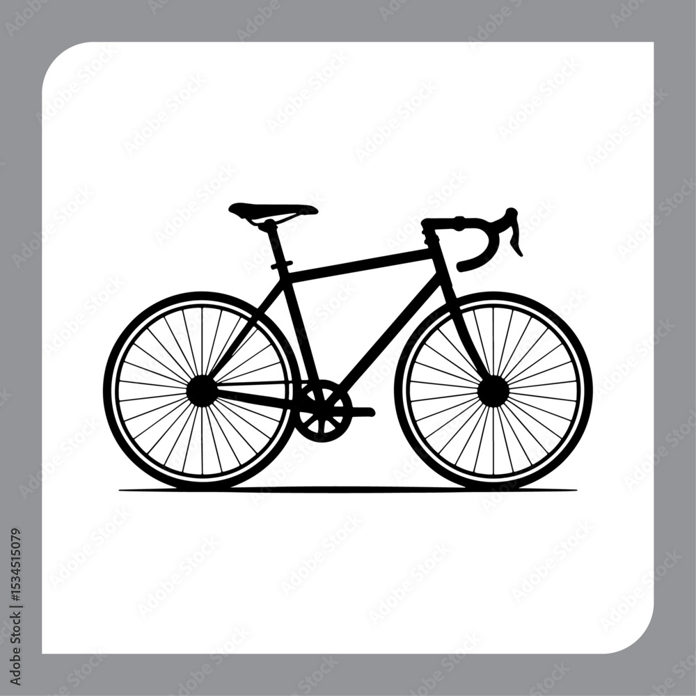 Fototapeta premium Bicycle vector illustration featuring a simple icon style with vintage and modern elements on white background