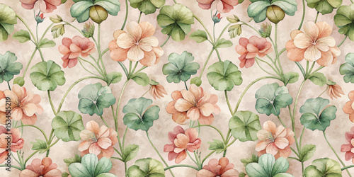 Wallpaper Mural Beautiful floral pattern featuring pastel flowers and green leaves. Torontodigital.ca