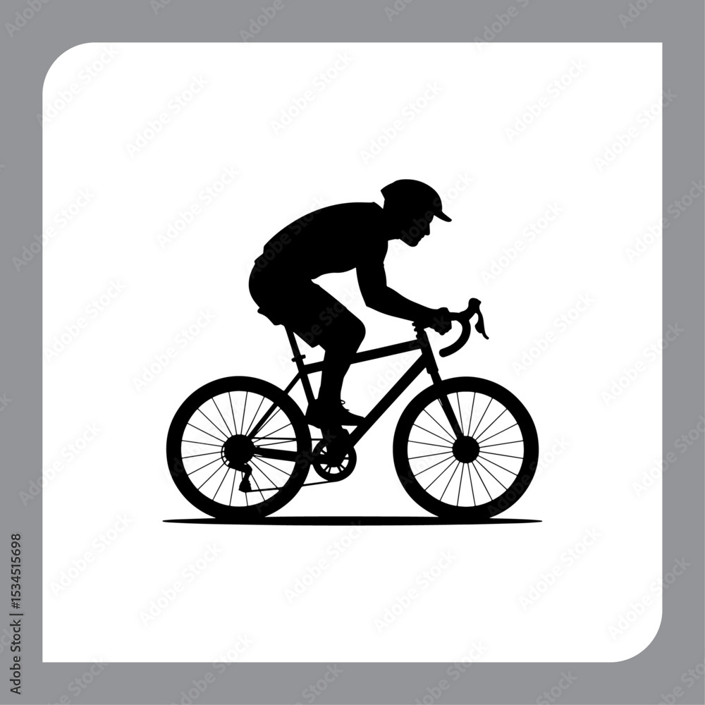 Fototapeta premium Silhouette of a Cyclist Riding a Bike in a Sporty Vector Style