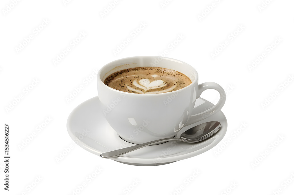 Naklejka premium White coffee cup with latte art