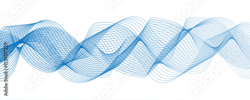 Abstract monochromatic wave pattern with smooth, flowing curves. Shades of grayscale, from light to dark,Frequency sound wave lines and technology curve lines. Wavy banner, template design.