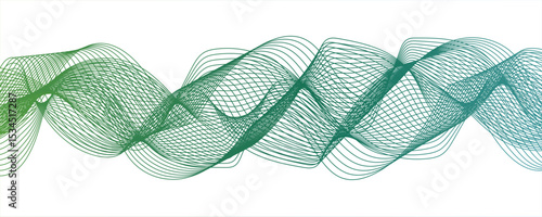 Abstract monochromatic wave pattern with smooth, flowing curves. Shades of grayscale, from light to dark,Frequency sound wave lines and technology curve lines. Wavy banner, template design.