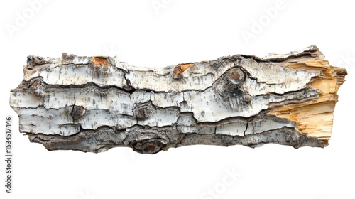 Birch tree bark texture isolated on white background 