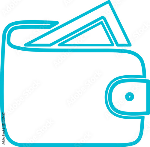 Wallet, money, cash, credit card, leather wallet blue outline  icon design. Perfect for business or finance education purpose.