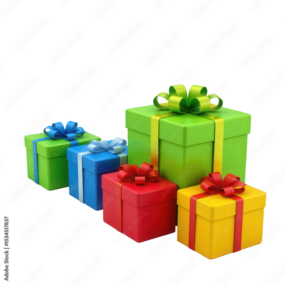 Obraz premium Colorful and Festive Gift Boxes with Ribbons and Bows for Celebrations and Holidays