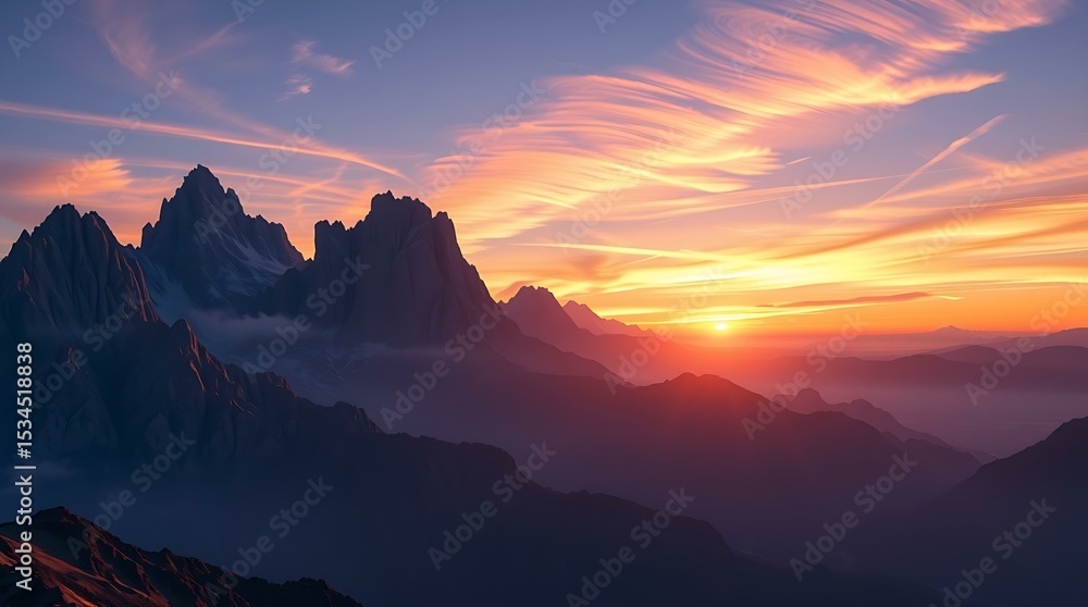 Violet and blue dusk over mountain ridge Violet and blue dusk over mountain ridge