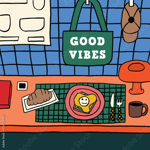 breakfast pop art cartoon illustration