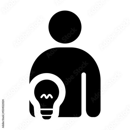 アイデアやひらめきを表す人物と電球マークのアイコン