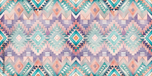 Geometric watercolor pattern in soft pastels, perfect for textile design.