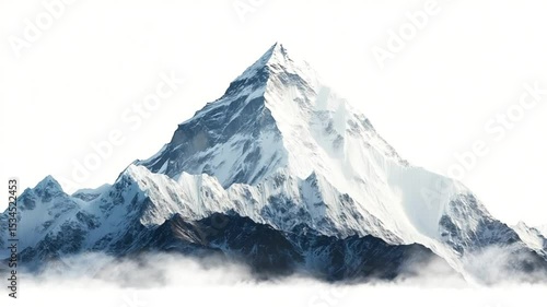 Wallpaper Mural Majestic snowy mountain peak rising through ethereal mist creating a serene vista Torontodigital.ca
