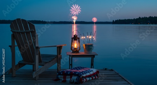 Serene Lakeside Fireworks Display A Relaxing Summer Evening