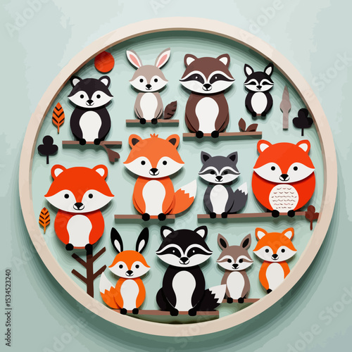 Cute Paper Cut Forest Animals-Foxes-Raccoons and Rabbits-Whimsical Woodland Art-DIY Craft Project Inspiration-Childrens Room Decor-Nature Inspired Artwork