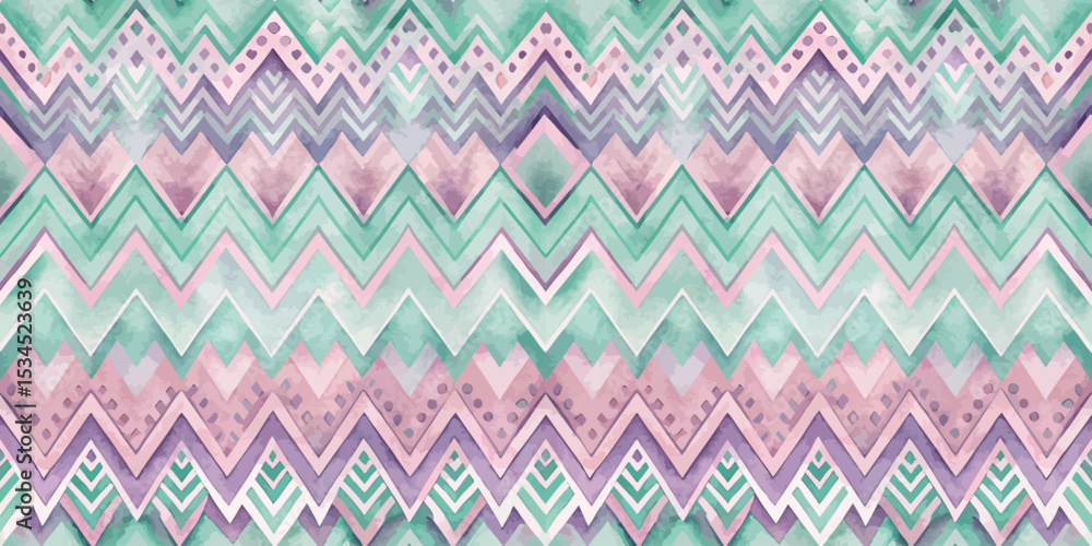 Colorful abstract zigzag pattern featuring pastel hues of green and pink. Colorful abstract zigzag pattern featuring pastel hues of green and pink.