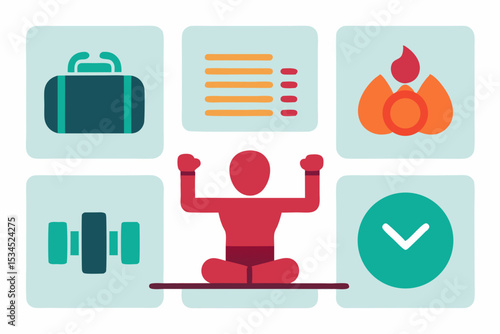 yoga pose icon set