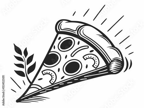 Delicious pizza slice illustration graphic