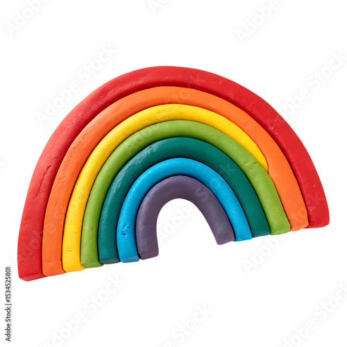 Rainbow playdough arc isolated on transparent background