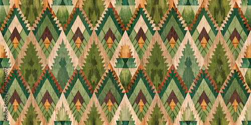 Geometric pattern in earthy tones with green and brown hues.