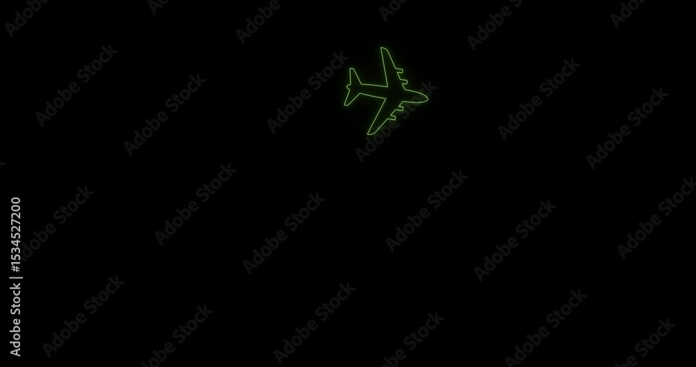 Neon colorful airplane icon. Animated glowing neon line airplane on black. Air travel, aviation, plane travel. Design for travel, flight and modern transportation themes. 4K Video motion graphic Neon colorful airplane icon. Animated glowing neon line airplane on black. Air travel, aviation, plane travel. Design for travel, flight and modern transportation themes. 4K Video motion graphic