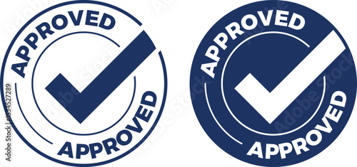 Approved stamp vector set in black color. Suitable for apps and website UI designs