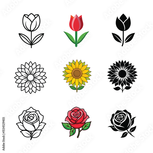 Vector set of flowers
