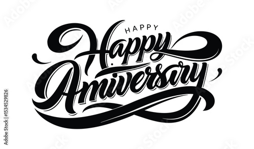 Happy anniversary hand lettered calligraphy design
