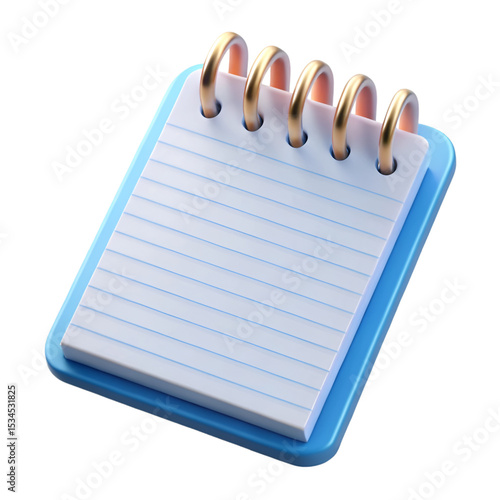Blue Spiral Notepad 3 D Render Gold Binding Blank Pages