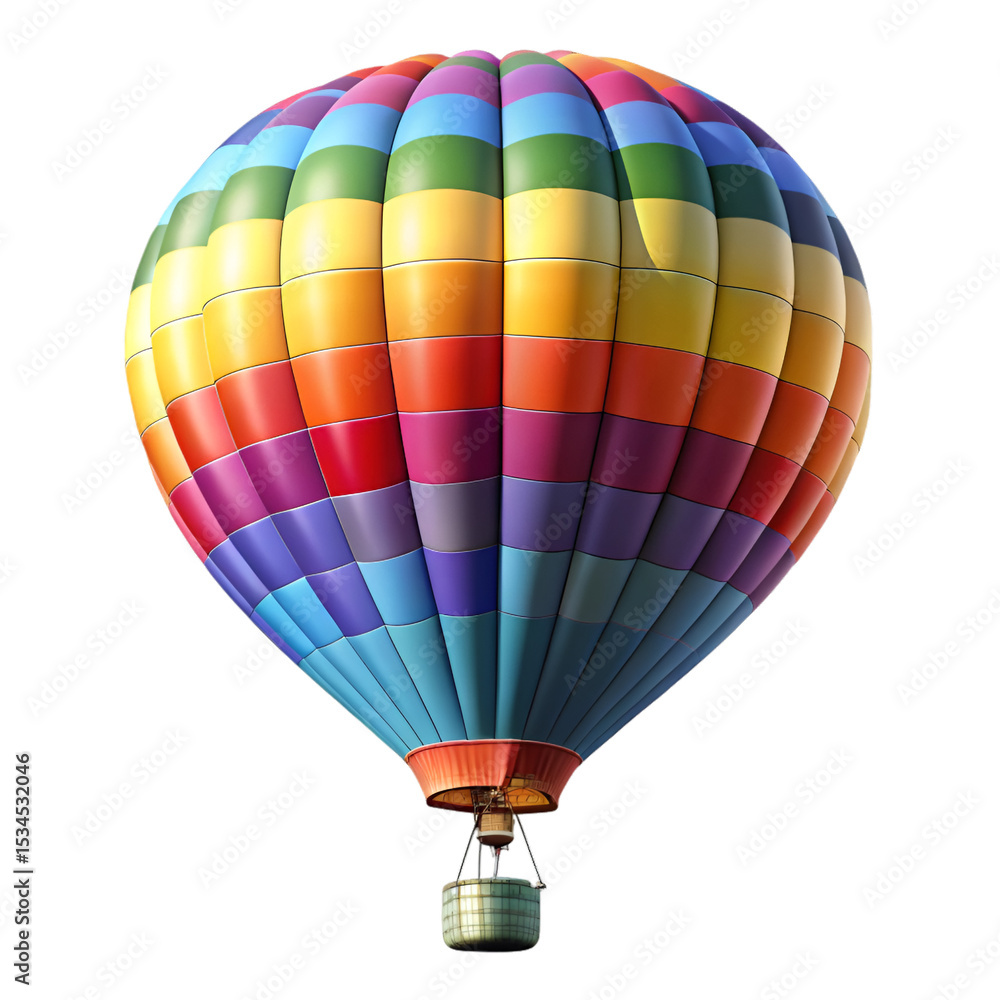 Naklejka premium Colorful Hot Air Balloon 3 D Render Rainbow Stripes