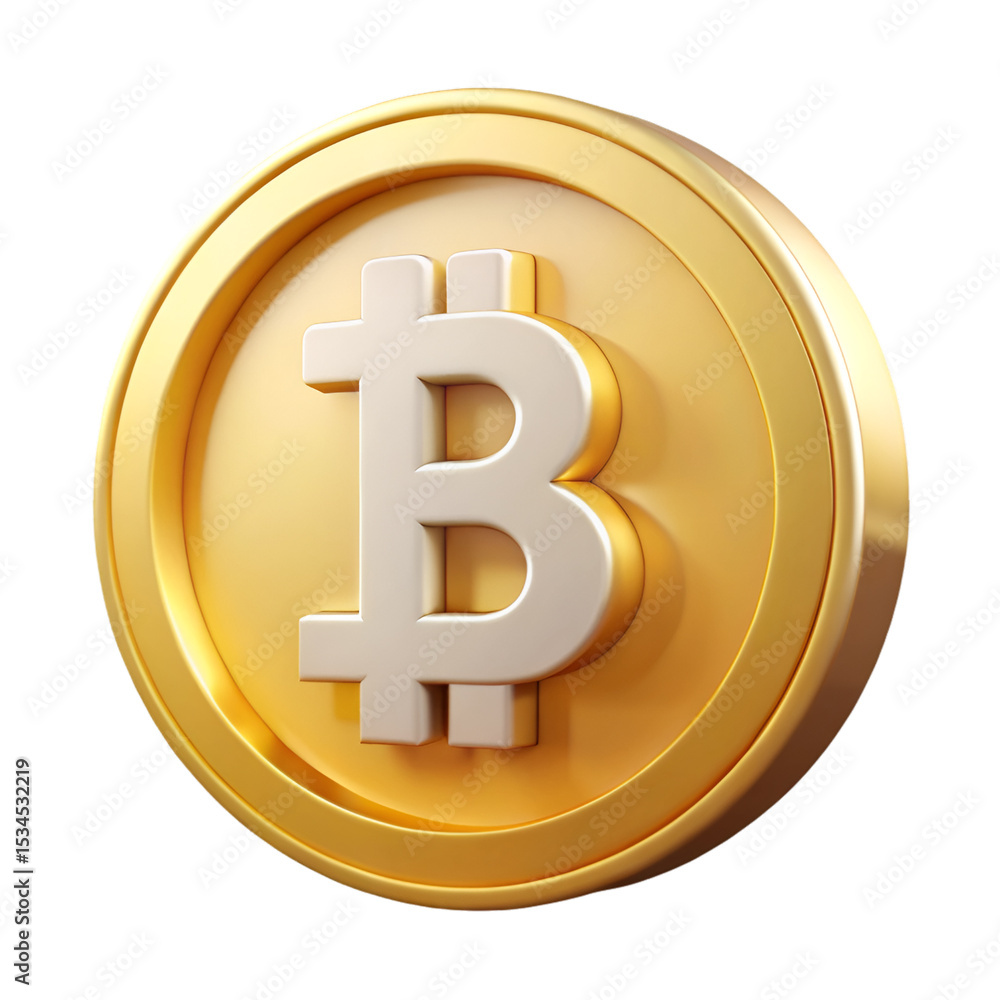 Gold Bitcoin Cryptocurrency Coin 3 D Icon Render image Gold Bitcoin Cryptocurrency Coin 3 D Icon Render image