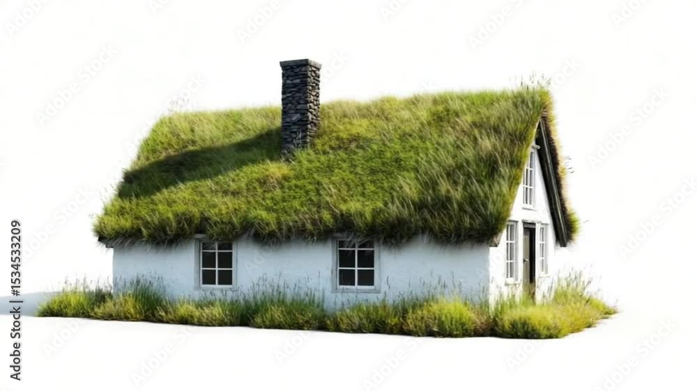 Charming sod roof house blending traditional architecture with the beauty of green nature Charming sod roof house blending traditional architecture with the beauty of green nature